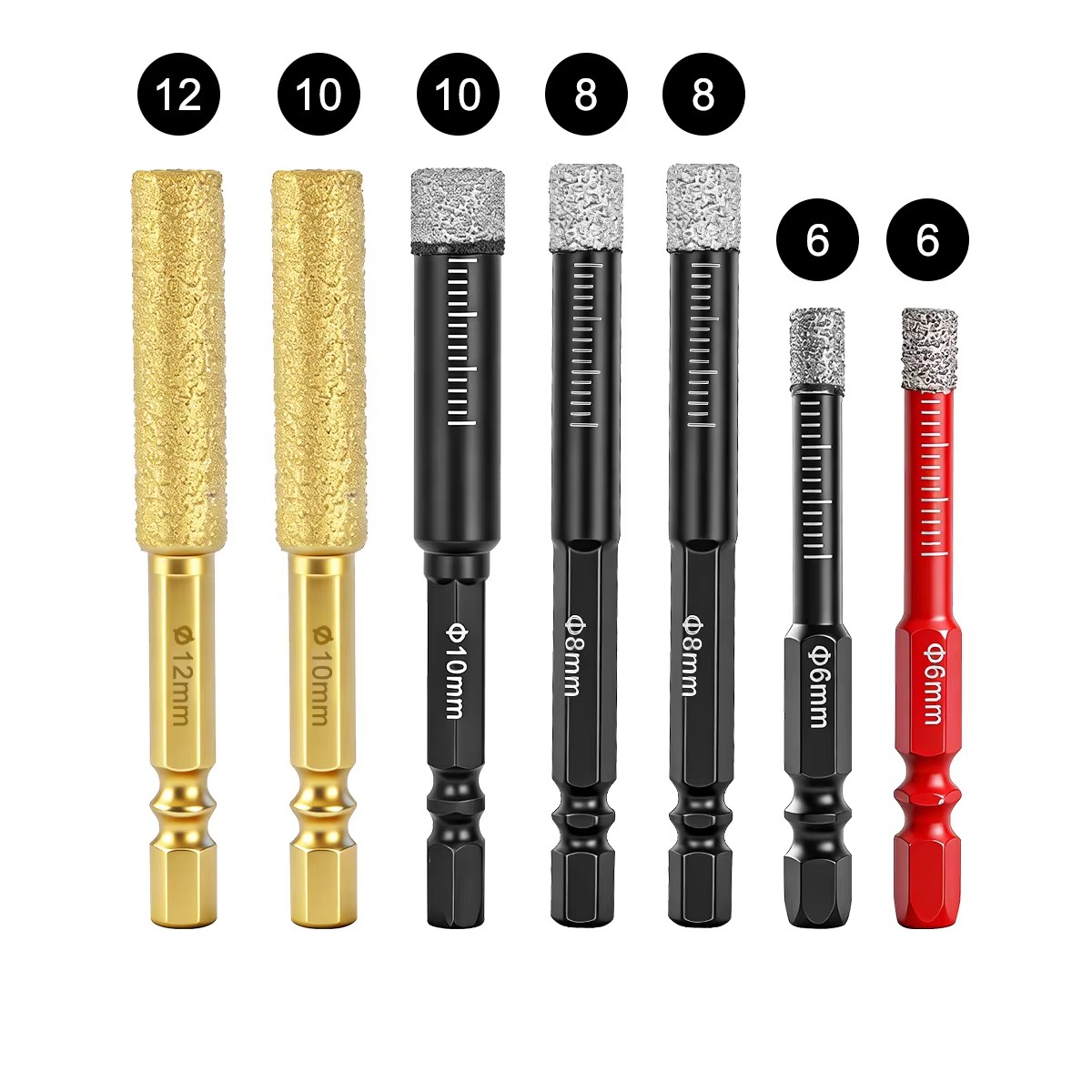Drill Bit Set - ﻿ 7PCS 6-12MM Vacuum Brazed Dry